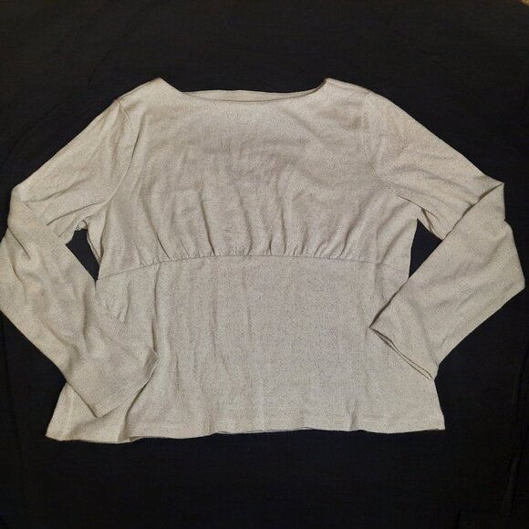 NWT Banana Republic Metallic White Silver Sweater Top Shimmer Back Cut Out XL - Picture 1 of 12